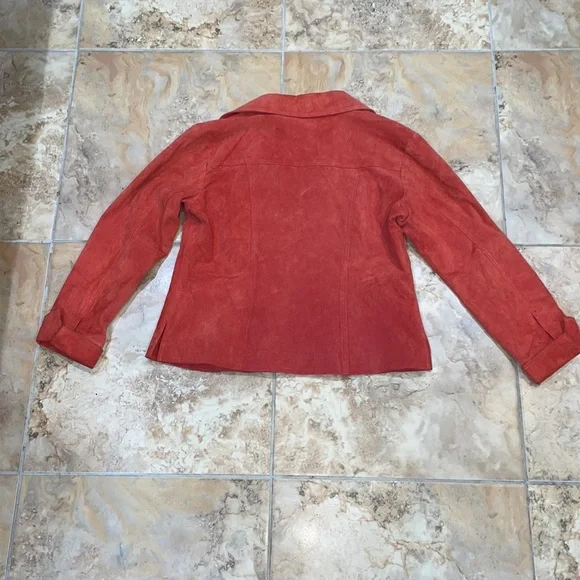 Coldwater Creek size medium rust orange 100%  vintage suede leather jack… - Picture 3 of 11